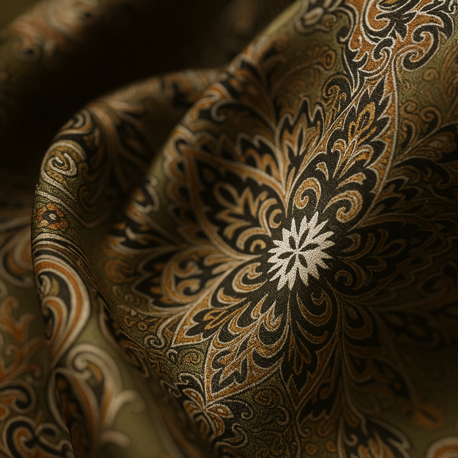 100% Silk Square Green Chic Ornament for Women | La Parisienne