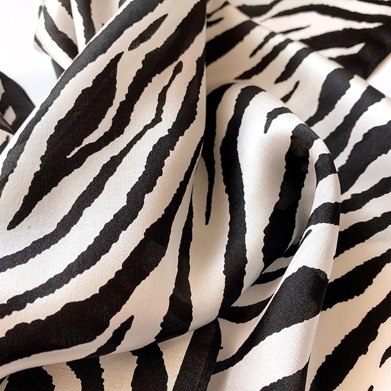 100% Silk Square with Zebra Decoration for Women | The Parisian