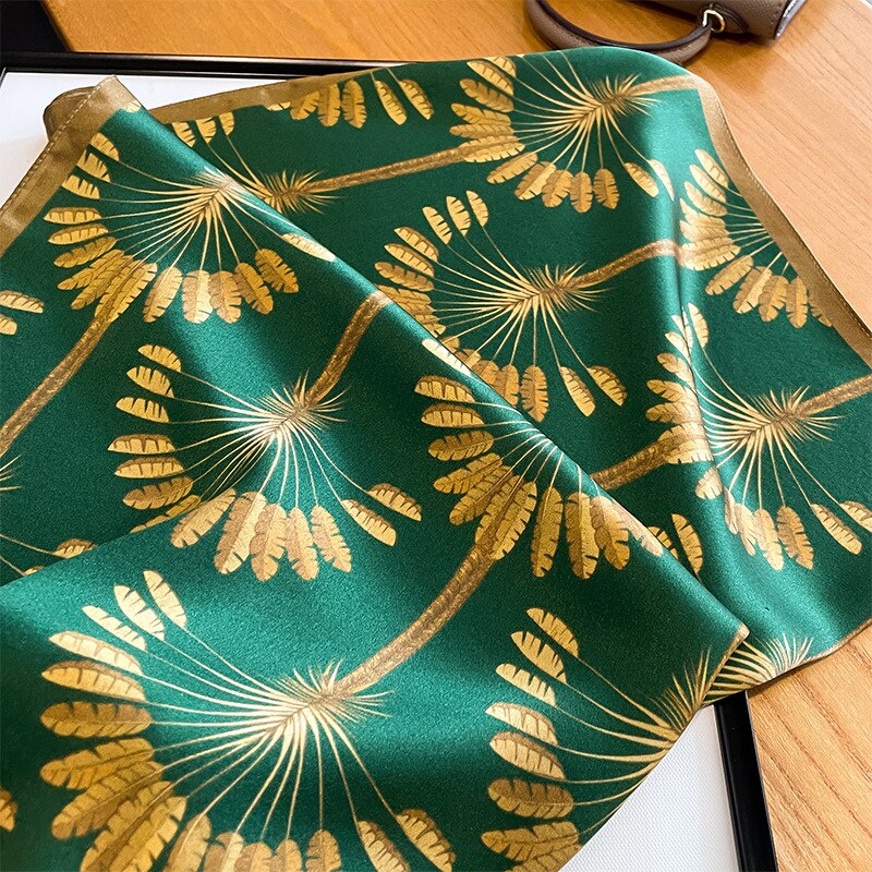100% Silk Square with Palm Tree Decoration for Women | La Parisienne