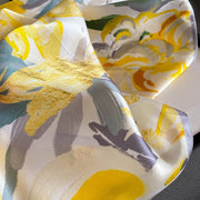100% Silk Artistic Flower Square for Women | La Parisienne