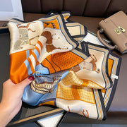 100% silk square with equestrian pattern for women | La Parisienne