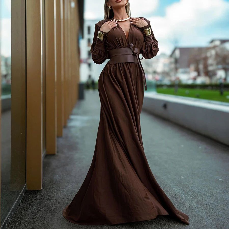 Charismatic & Elegant Belted Maxi Dress | La Parisienne