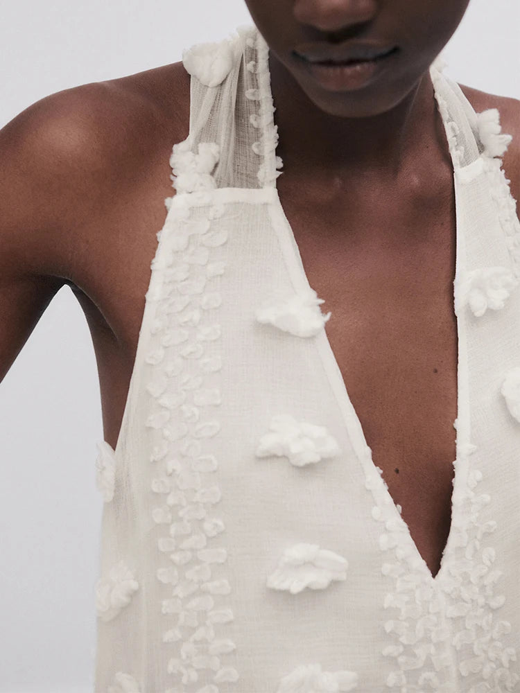 Elegant long dress with embroidery | La Parisienne