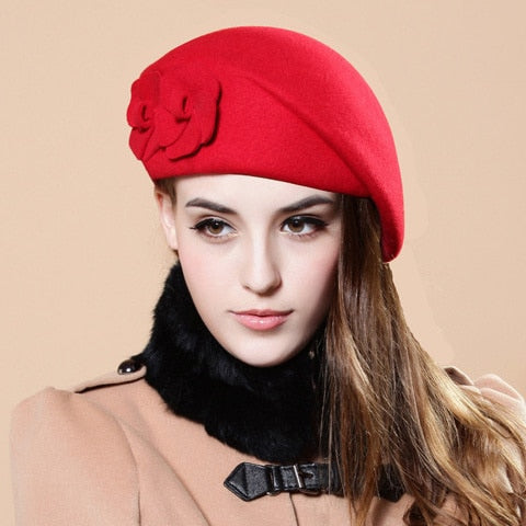 Wool beret Flower Decoration Woman | La Parisienne