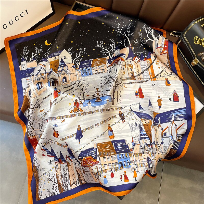 Women's Chic Square Scarf 100% Silk | La Parisienne