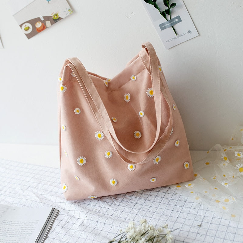 Canvas Tote Bag Daisy Decoration Woman | La Parisienne
