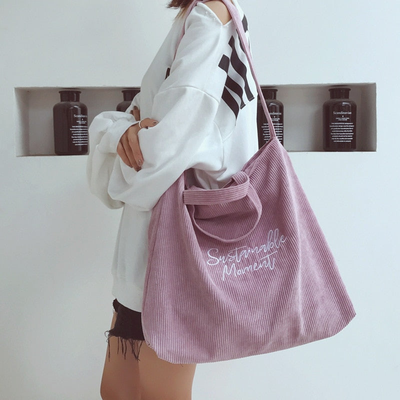 Women's Old School Corduroy Tote Bag La Parisienne