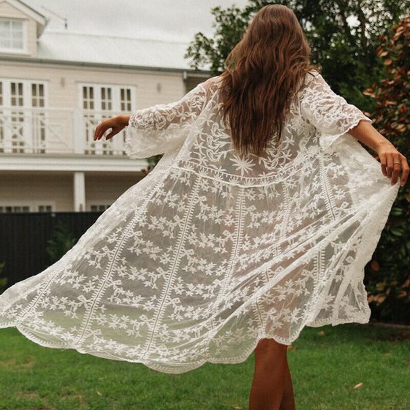 Women's white lightweight kimono | La Parisienne