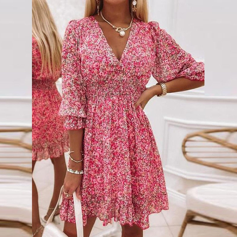 Women's flower print short dress | La Parisienne