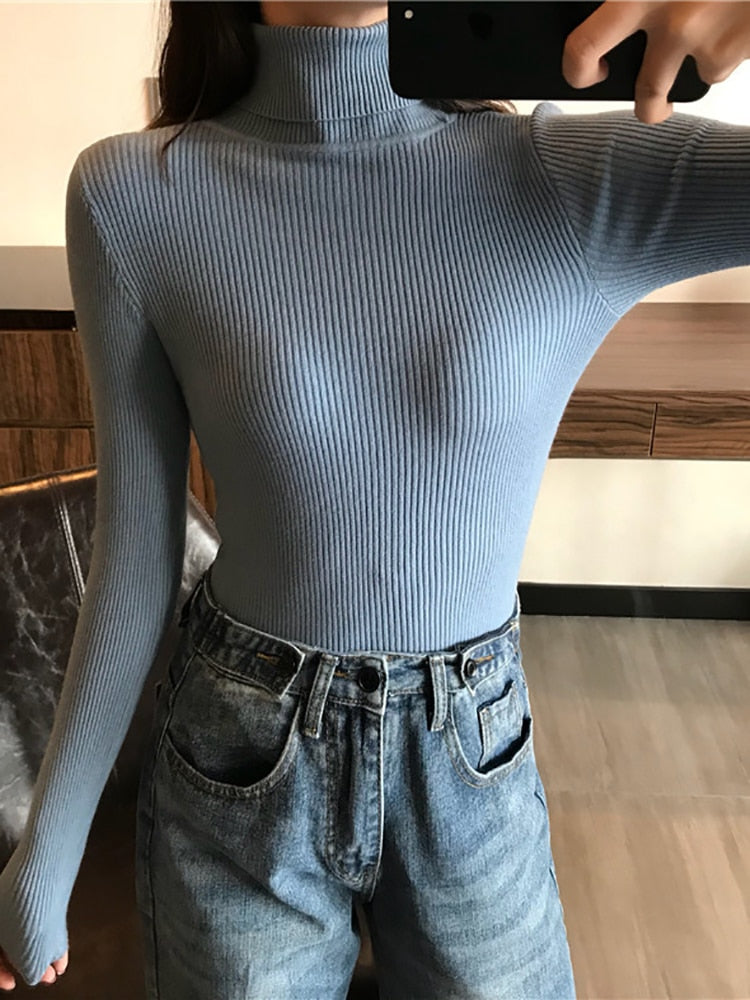 Women's recomposed cotton turtleneck sweater | La Parisienne