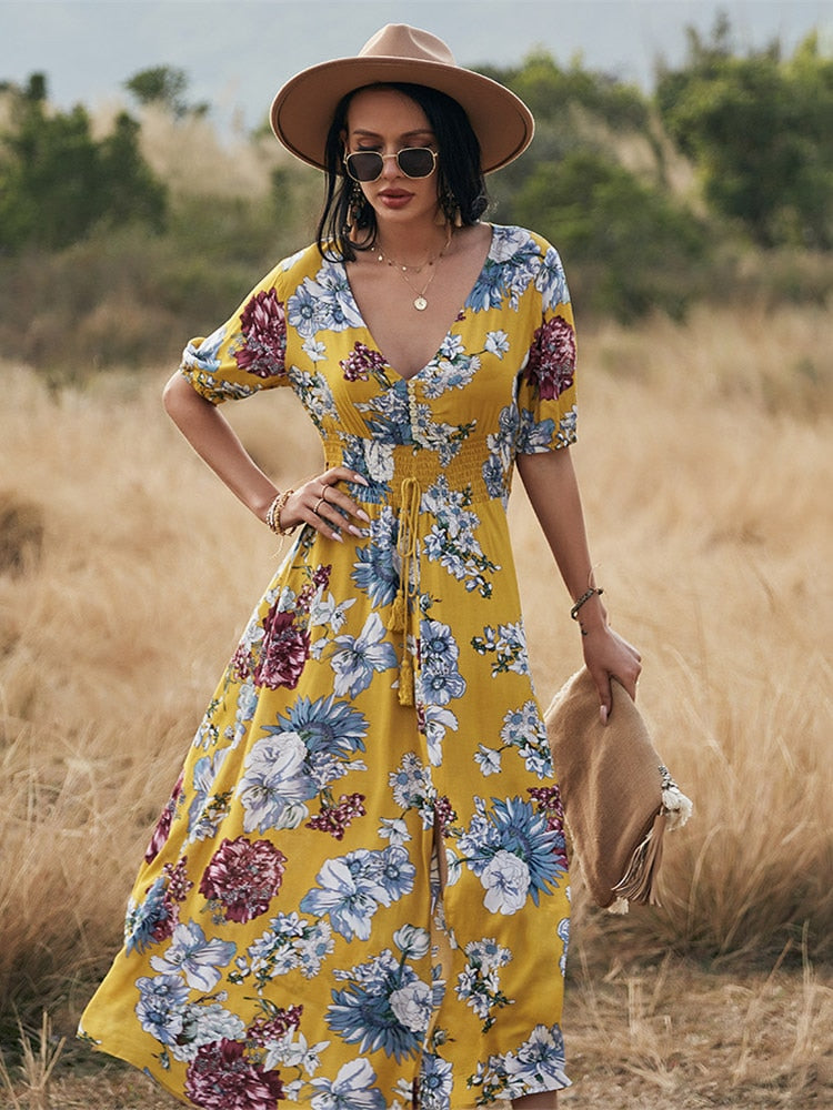 Long Flower Dress | La Parisienne
