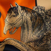 100% Silk Square Pattern Horses Women | La Parisienne