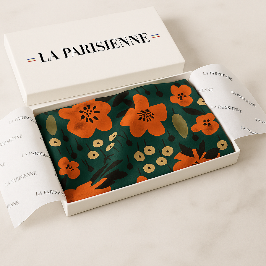 Women's 100% Silk Artistic Flower Square | La Parisienne