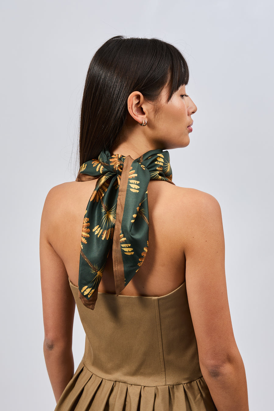 100% Silk Square with Palm Tree Decoration for Women | La Parisienne 