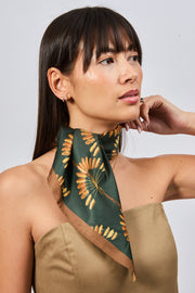 100% Silk Square with Palm Tree Decoration for Women | La Parisienne 