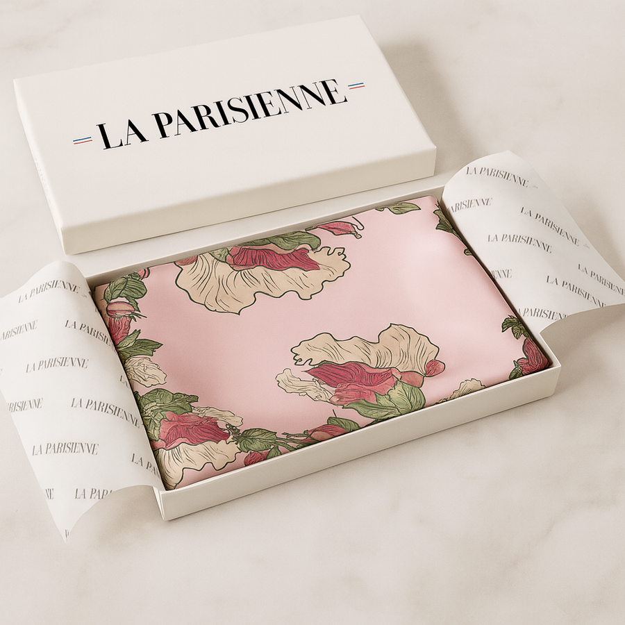 Women's 100% Silk Pink Flower Square | La Parisienne