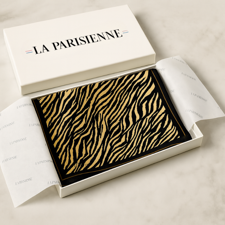 Scarf in seta 100% con stampa zebrata per donna | La Parisienne 