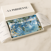 100% Silk Flora Pattern Square Blue Woman | La Parisienne
