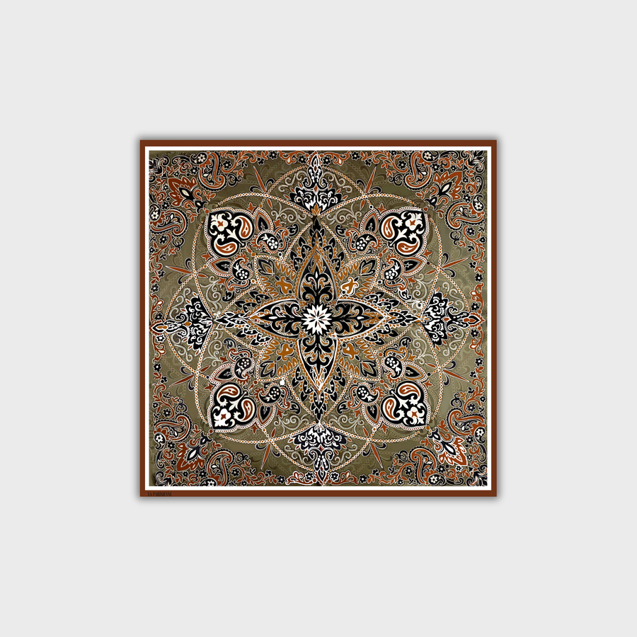 100% Silk Square Green Chic Ornament for Women | La Parisienne