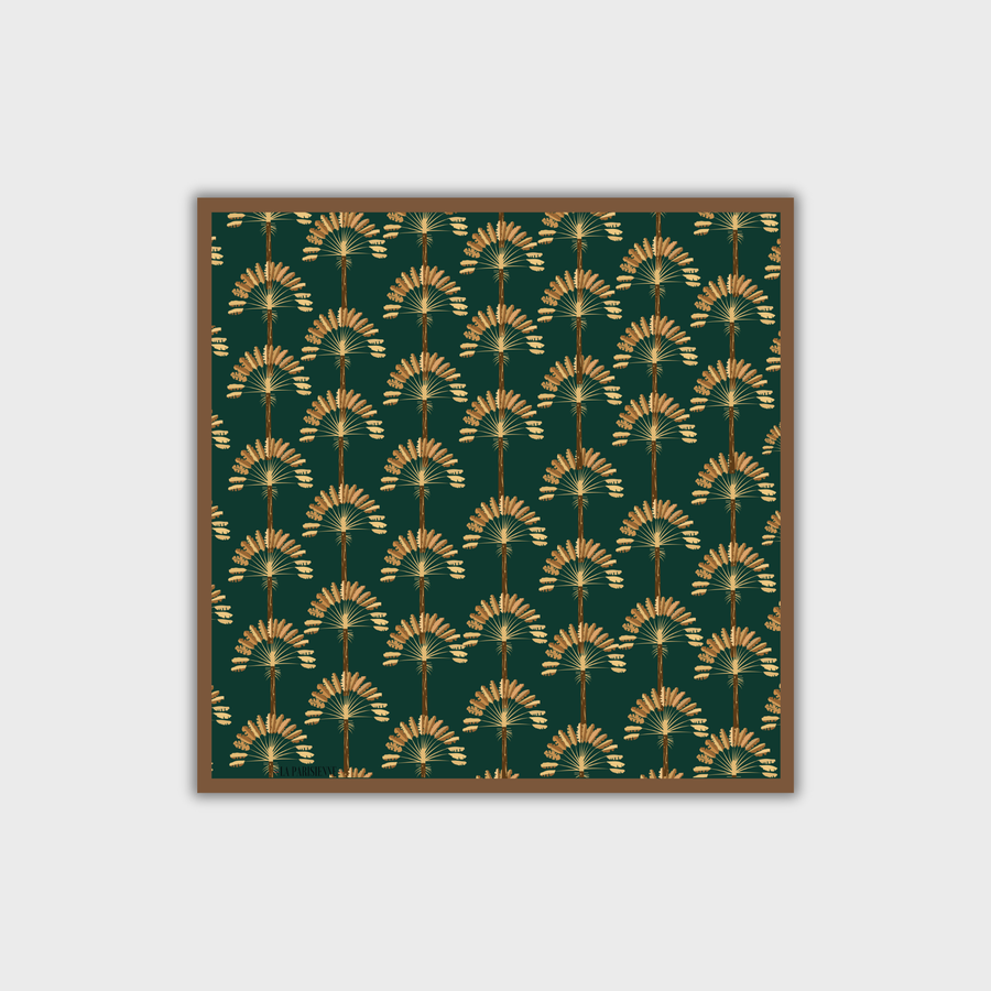 100% Silk Square with Palm Tree Decoration for Women | La Parisienne 