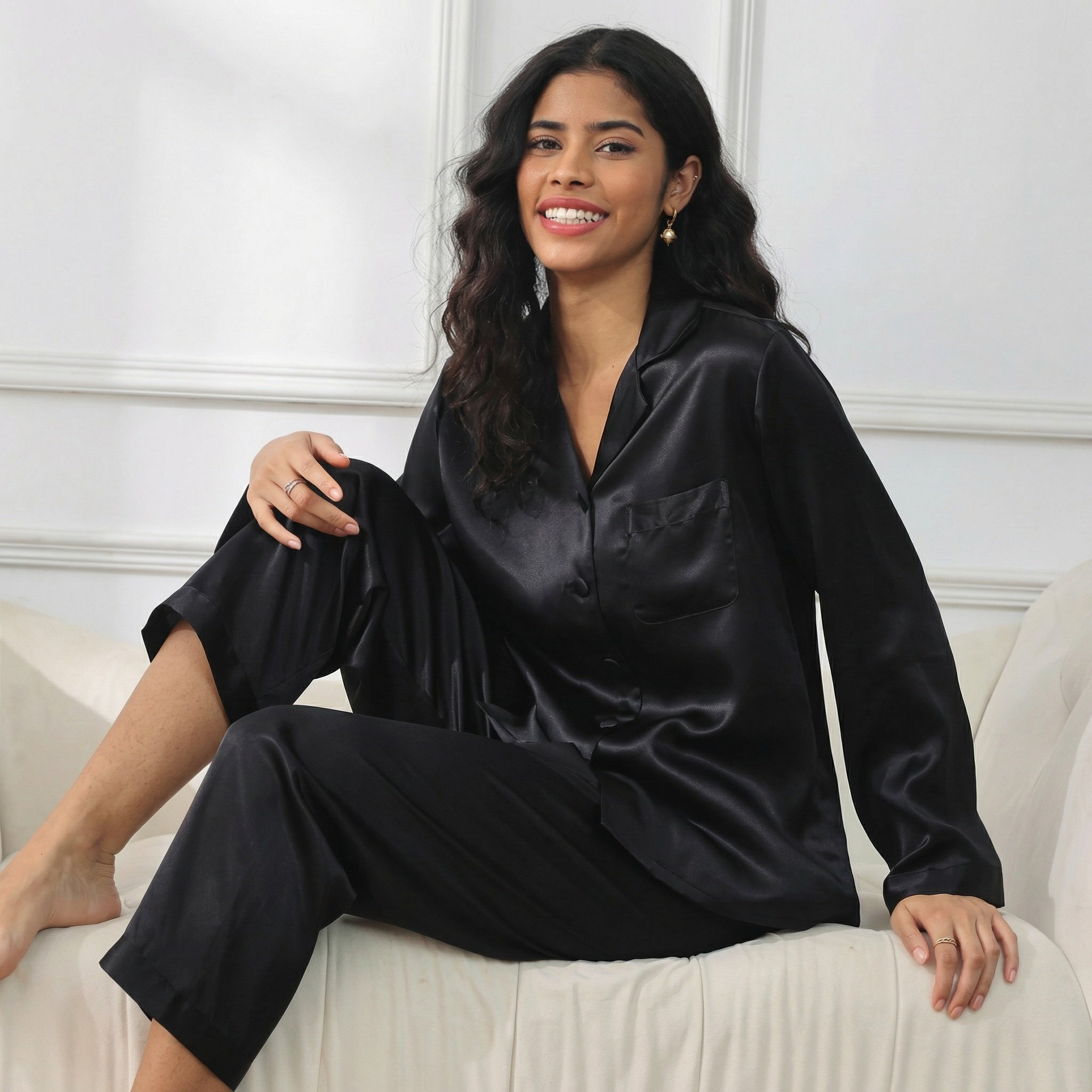 100% Mulberry Silk Long Sleeve Pajama Set | La Parisienne