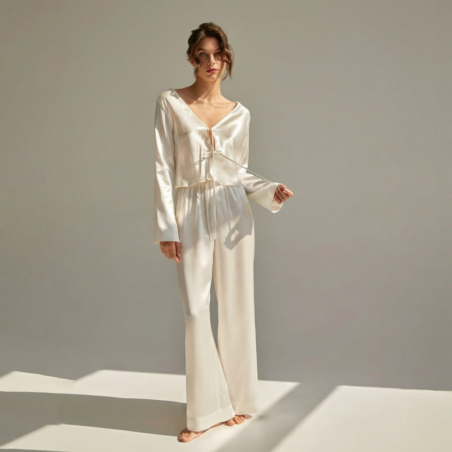 Women's Long Pajamas 100% Mulberry Silk | La Parisienne