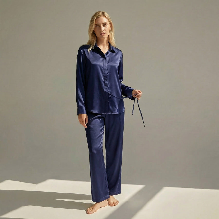 Women's Long Pajama Set 100% Mulberry Silk | La Parisienne