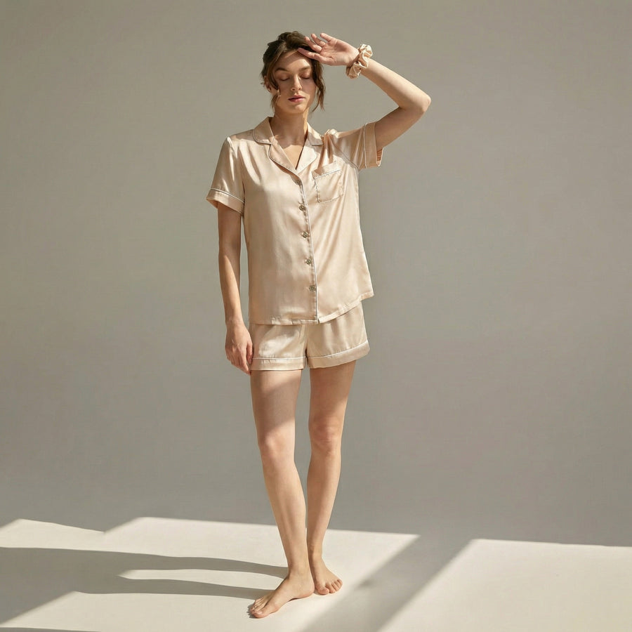 Women's Short Pajamas 100% Mulberry Silk | La Parisienne