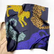 100% Silk Square with Feline pattern for Women | The Parisian 