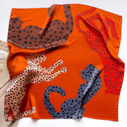 100% Silk Square with Feline Pattern Women | La Parisienne