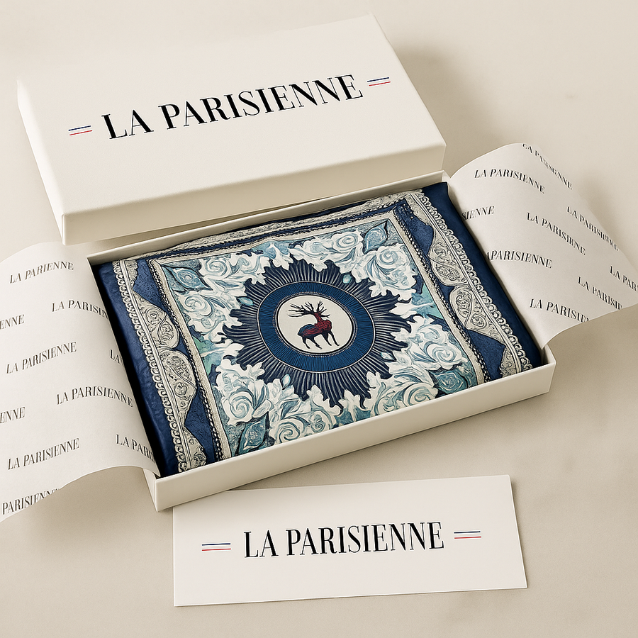 Women's 100% Silk Chic Stag Pattern Square | La Parisienne
