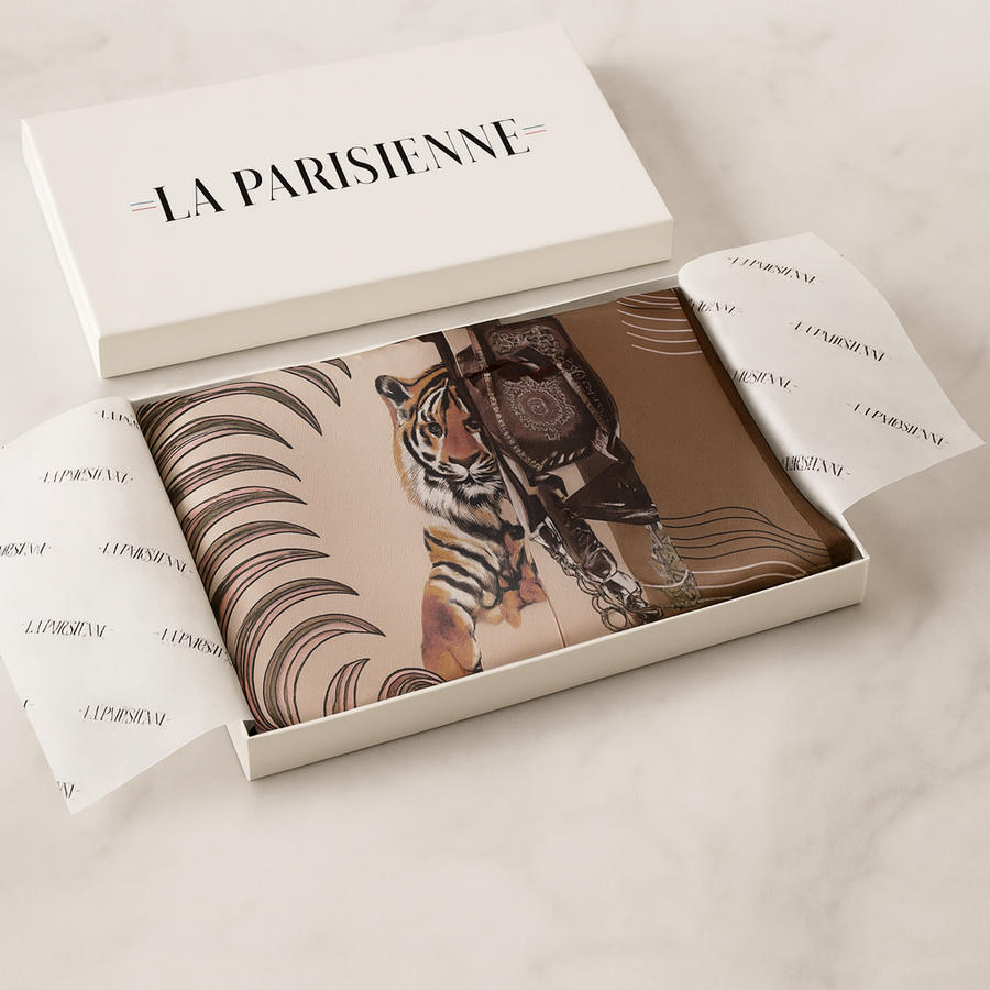 100% Silk Tiger Pattern Square Woman | La Parisienne