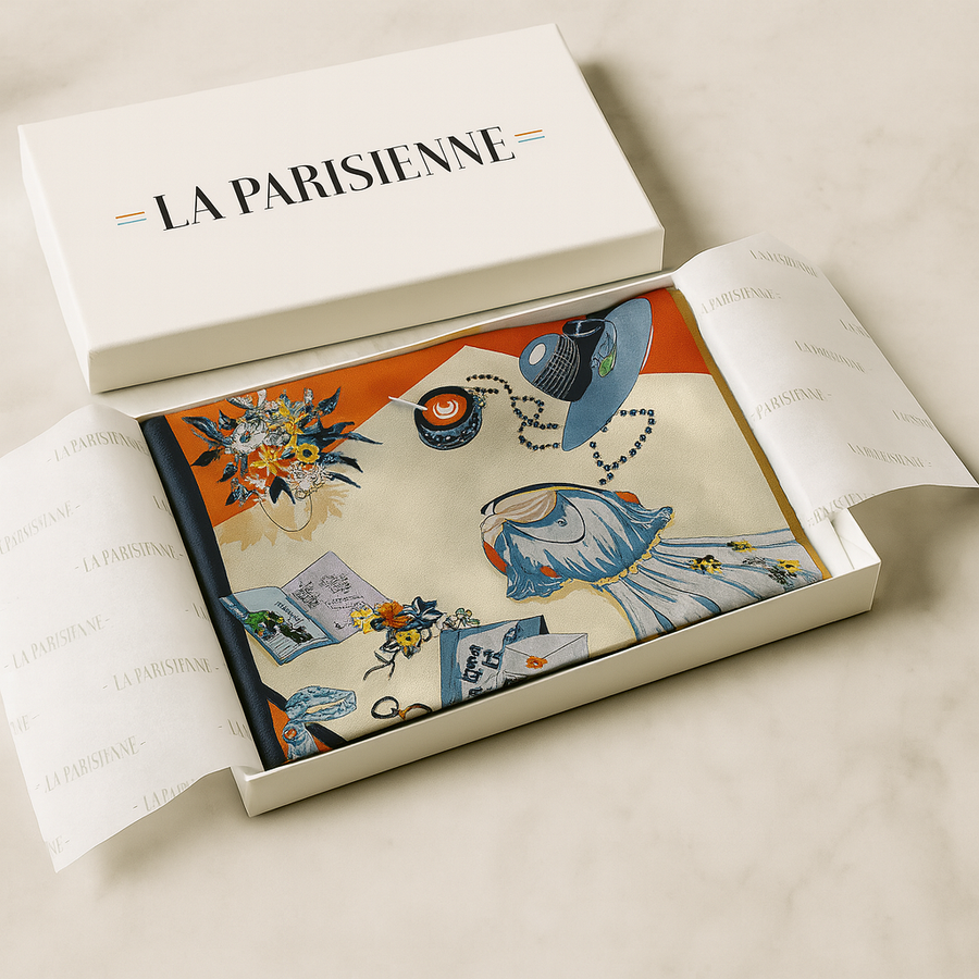 100% Silk Square Chic Women Flower Pattern | La Parisienne