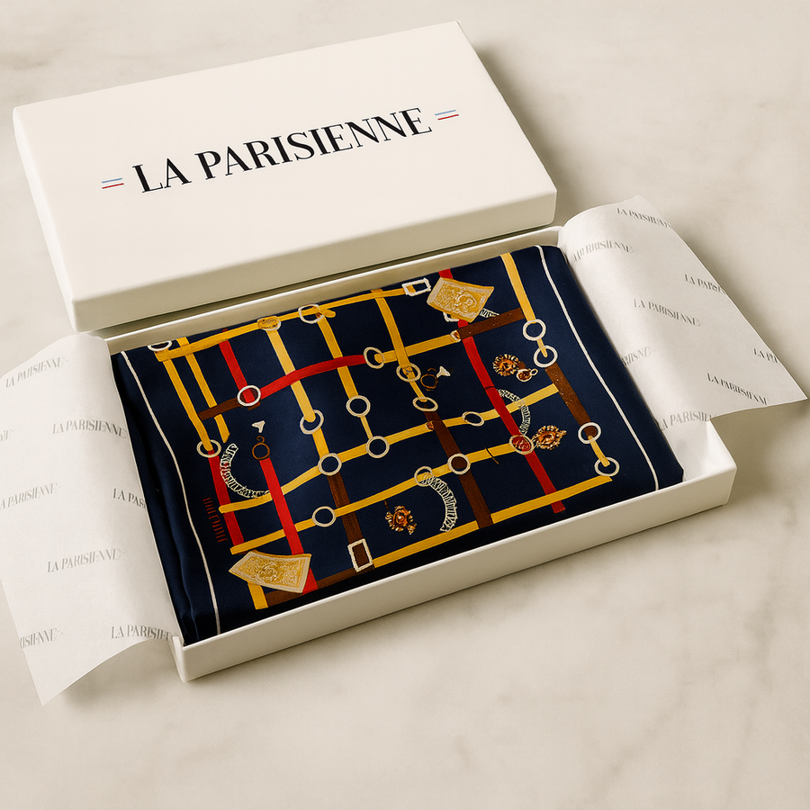 Women's 100% Silk Navy Blue Square | La Parisienne