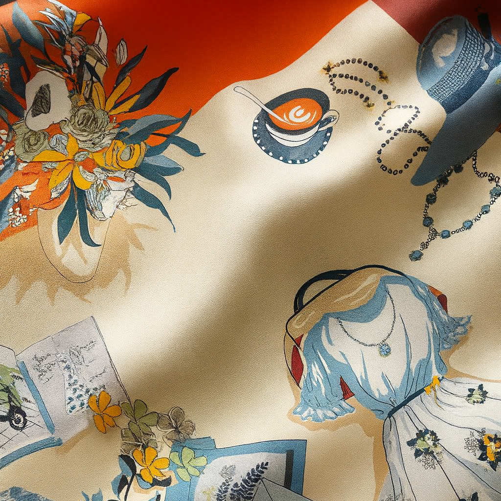 100% Silk Square Chic Women Flower Pattern | La Parisienne