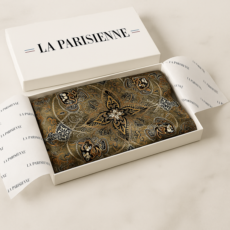 100% Silk Green Square Chic Ornament Woman | La Parisienne